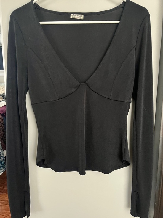 Free People Tops - Intimately Free People Black V-Neck Long Sleeve Top - Size Small
